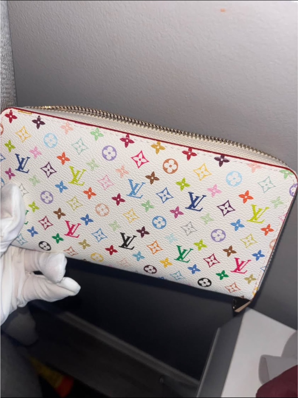 Louis Vuitton White Multicolor Monogram Zip Around Wallet